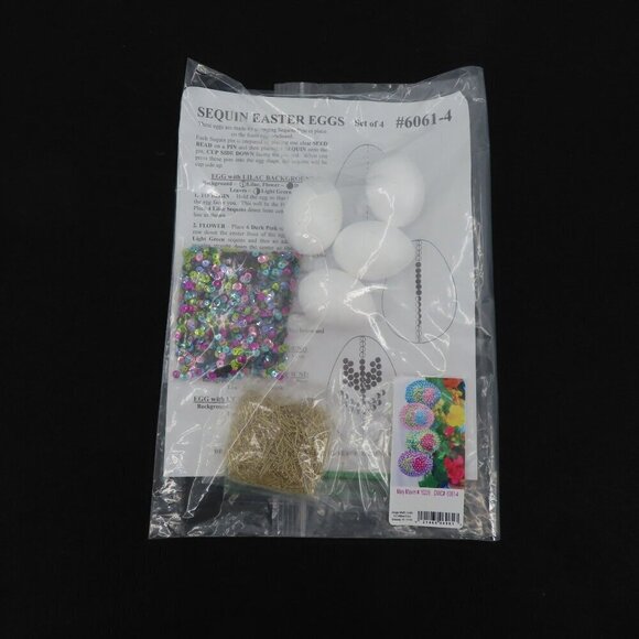 Design Works Set of 4 Sequin Easter Eggs Craft Kit 6061 NEW Open Package Holiday - Picture 8 of 8
